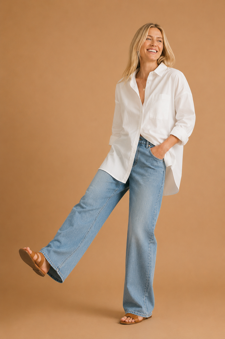 Juliette Oversized Crisp Cotton Button Down Shirt