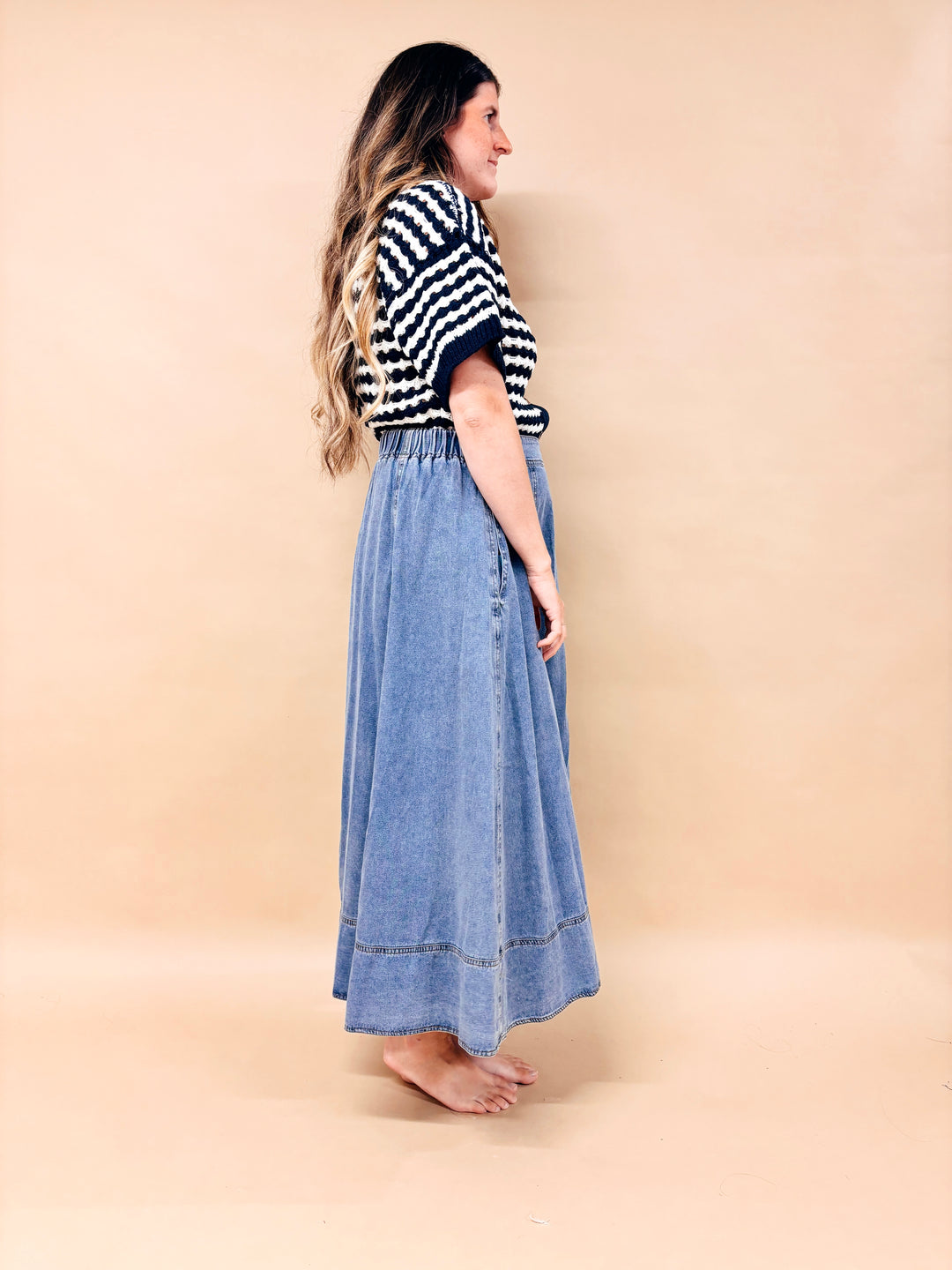Raven Flare Denim Skirt