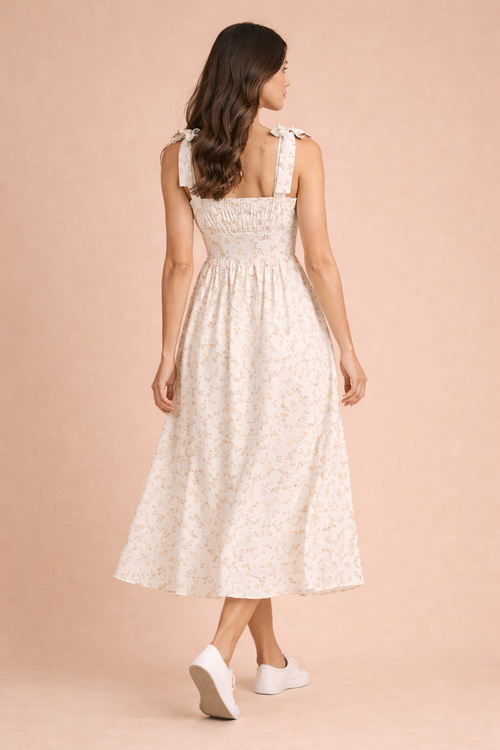 Delilah Floral Print Ruched Midi Dress