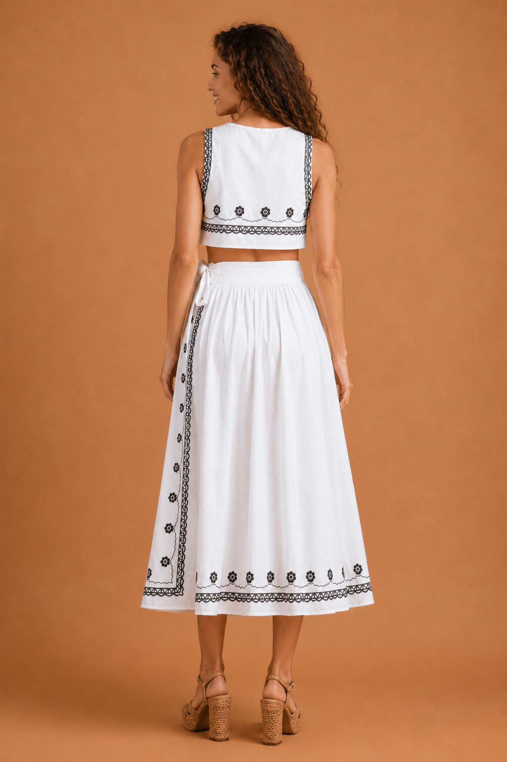 Rosalie Embroidered Sleeveless Crop Top