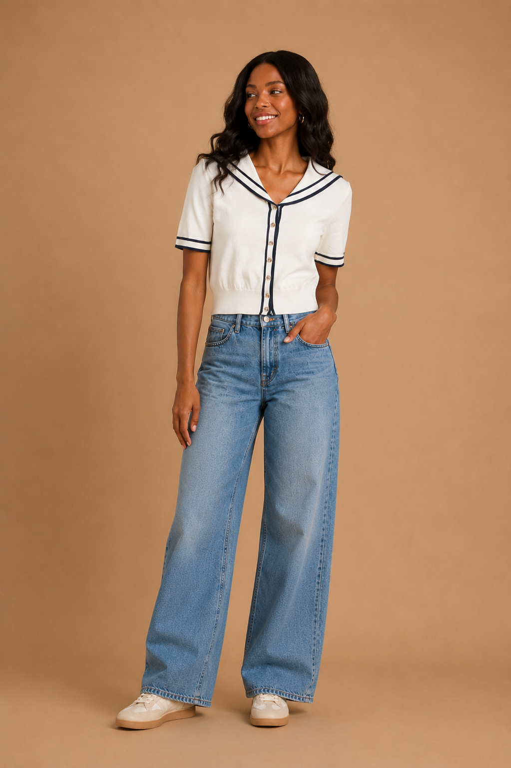Grace Sailor Inspired Collar Sweater Top