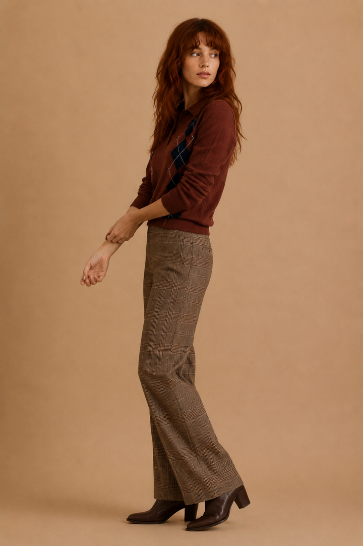 Briony Argyle Knit Polo Sweater