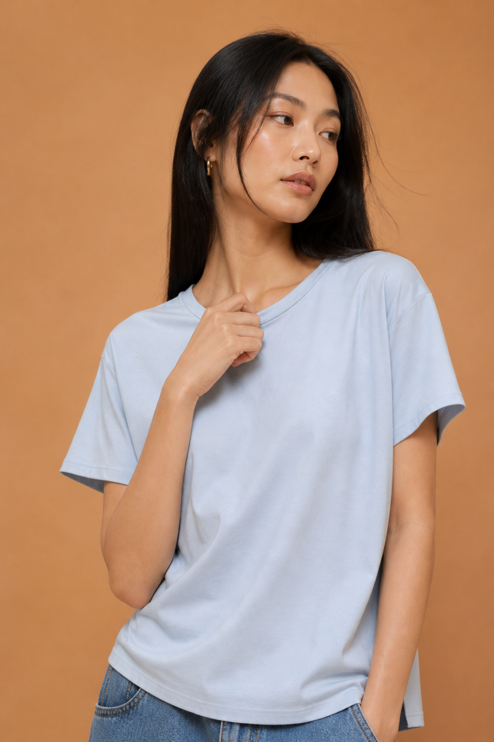 Alina Bamboo Modal Oversized Crewneck Tee