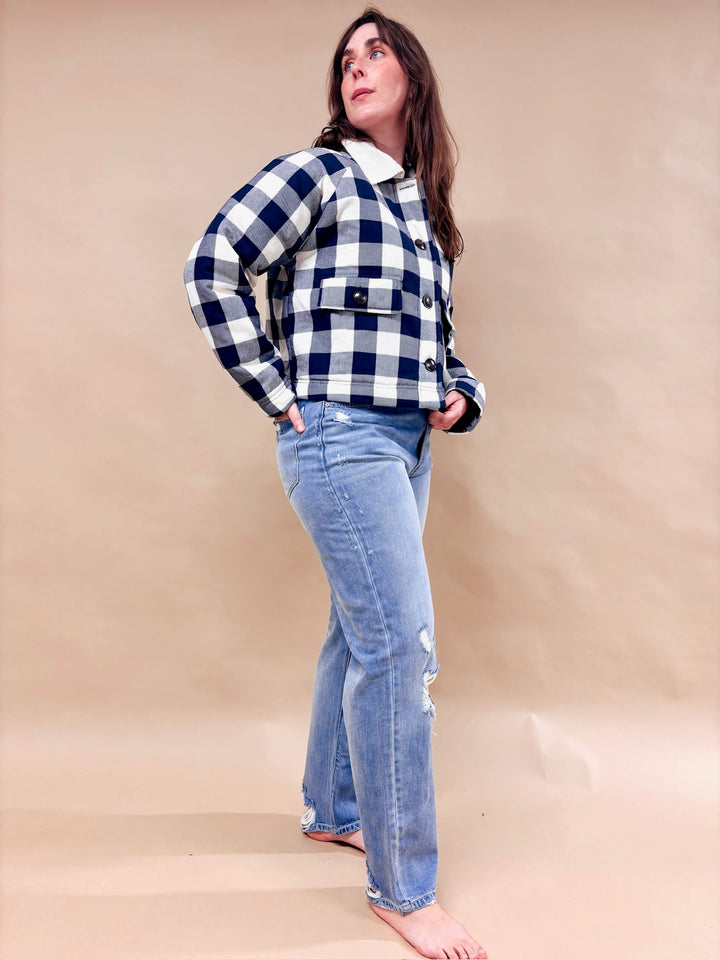 Faye Gingham Plaid Front Pocket Jacket