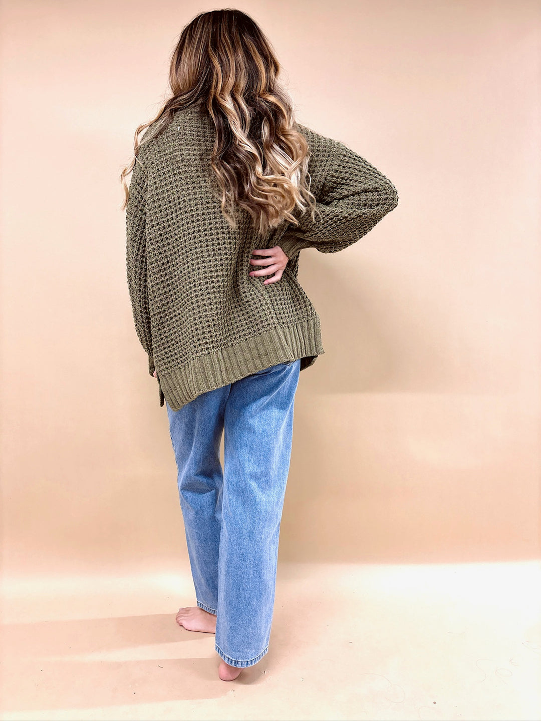 Via Box Weave Chunky Knit Turtleneck Sweater